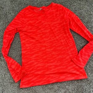 Under Armour‎ Bright Orange Tiger Stripe Long Sleeve Top Womens L NO SIZE TAG